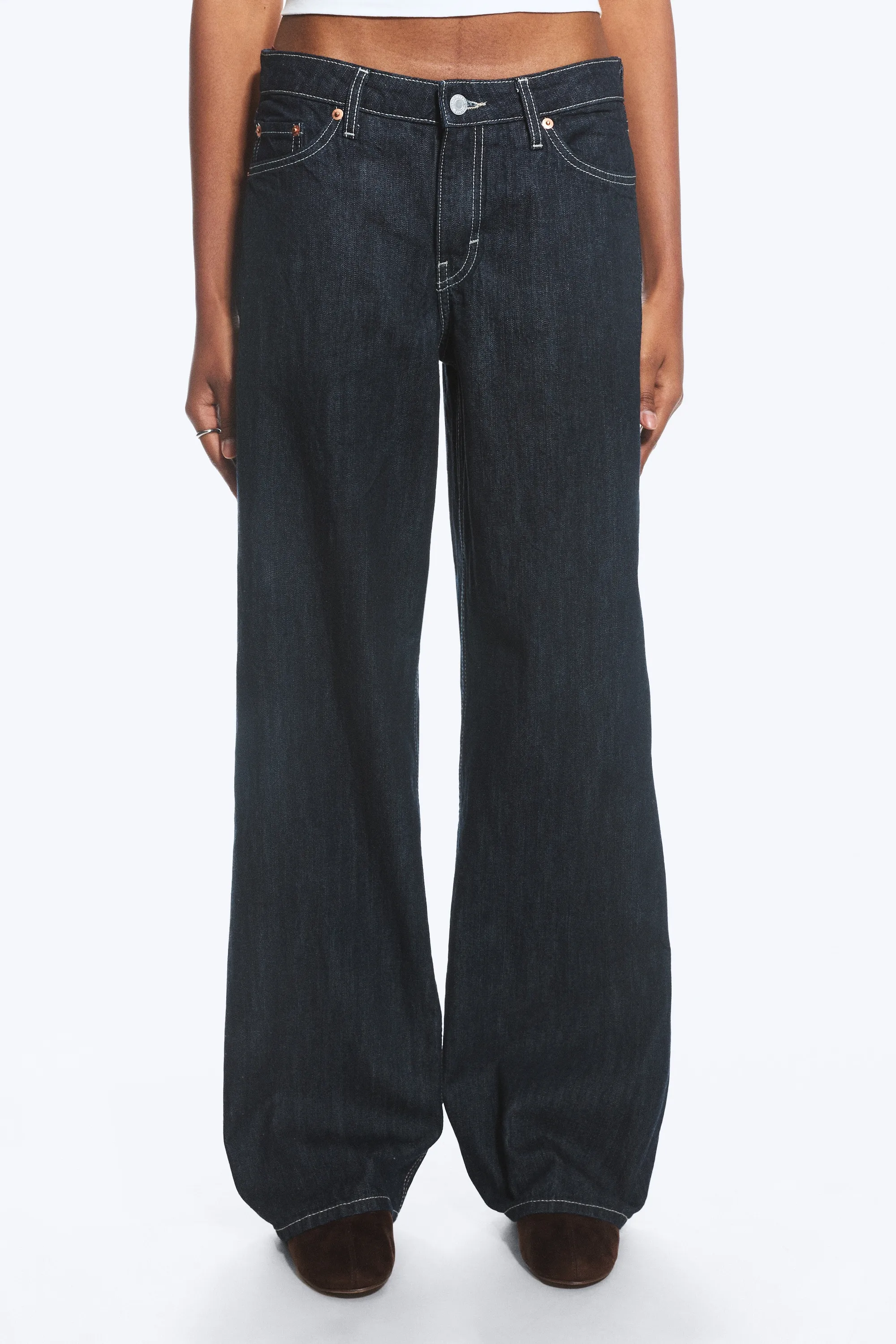 Jean jambe large taille basse Ample - Blue Rinse – Bleu foncé