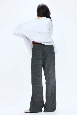 Pantalon avec cordon de serrage - Gris foncé/carreaux — photo 1