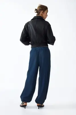 Pantalon en denim avec jambes ballon - Bleu denim foncé — photo 2