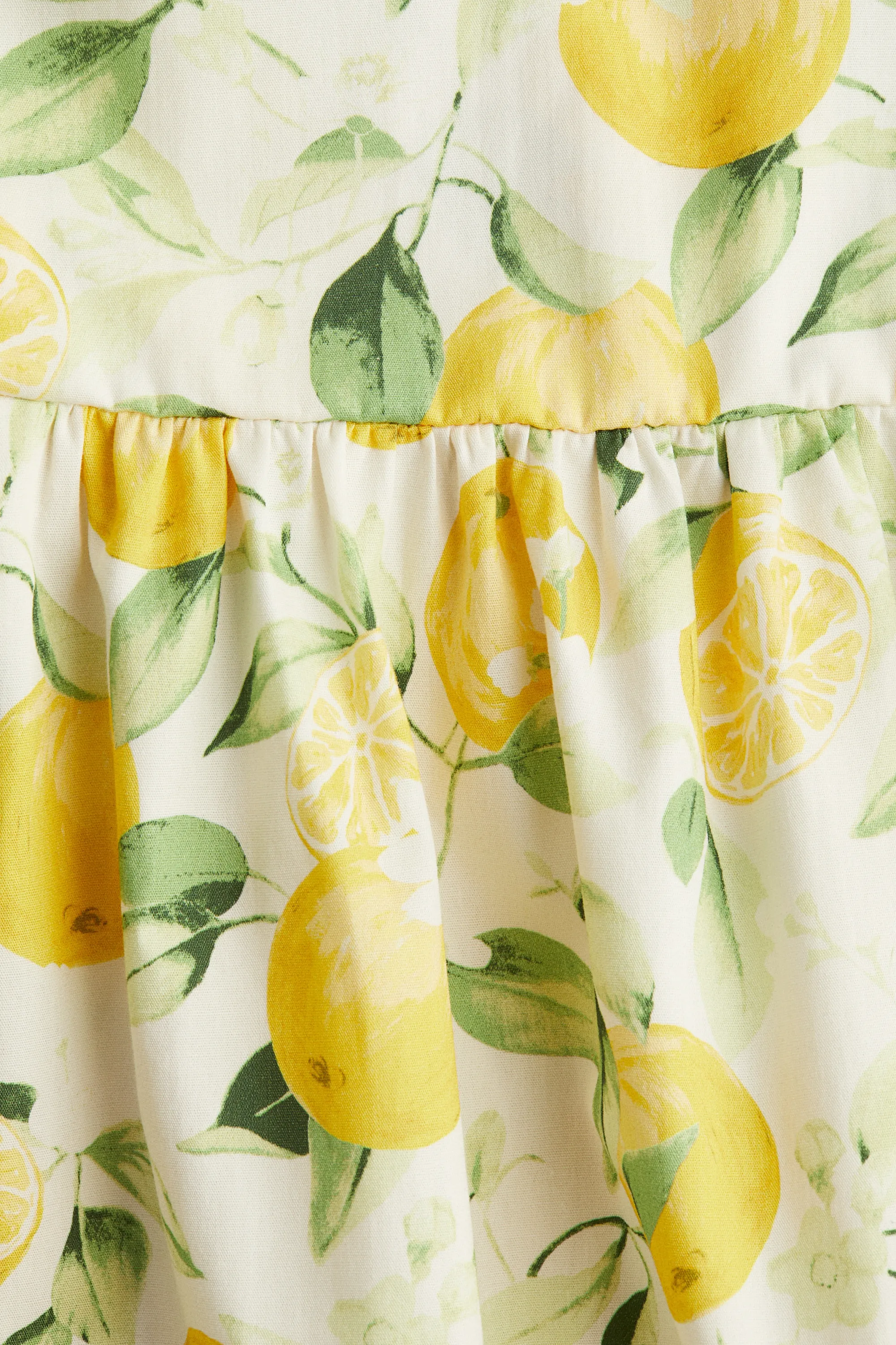 Robe en coton avec jupe évasée - Blanc/oranges
