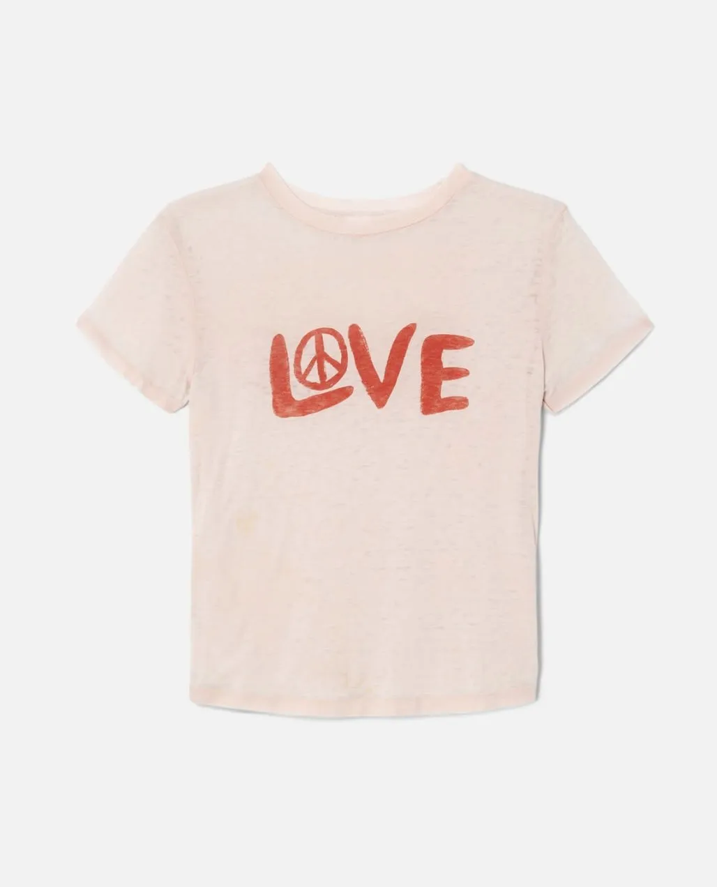 Nouveau ! RE/DONE T-shirt Classic Tee Love And Peace Pink Salt