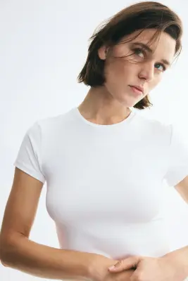 T-shirt ajusté en microfibre - Blanc — photo 4