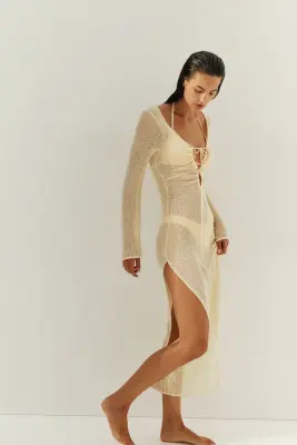 Robe de plage en maille lâche - Jaune clair — photo 2