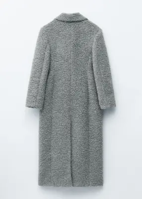 Manteau long en peau de mouton retournée - Gris — photo 1