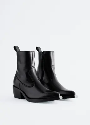 Bottes de cowboy en cuir - Noir — photo 1
