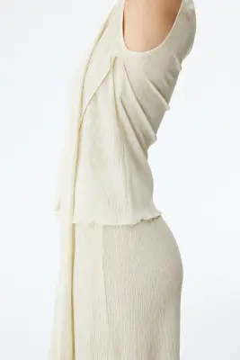 Top avec détail façon écharpe - Beige clair — photo 3