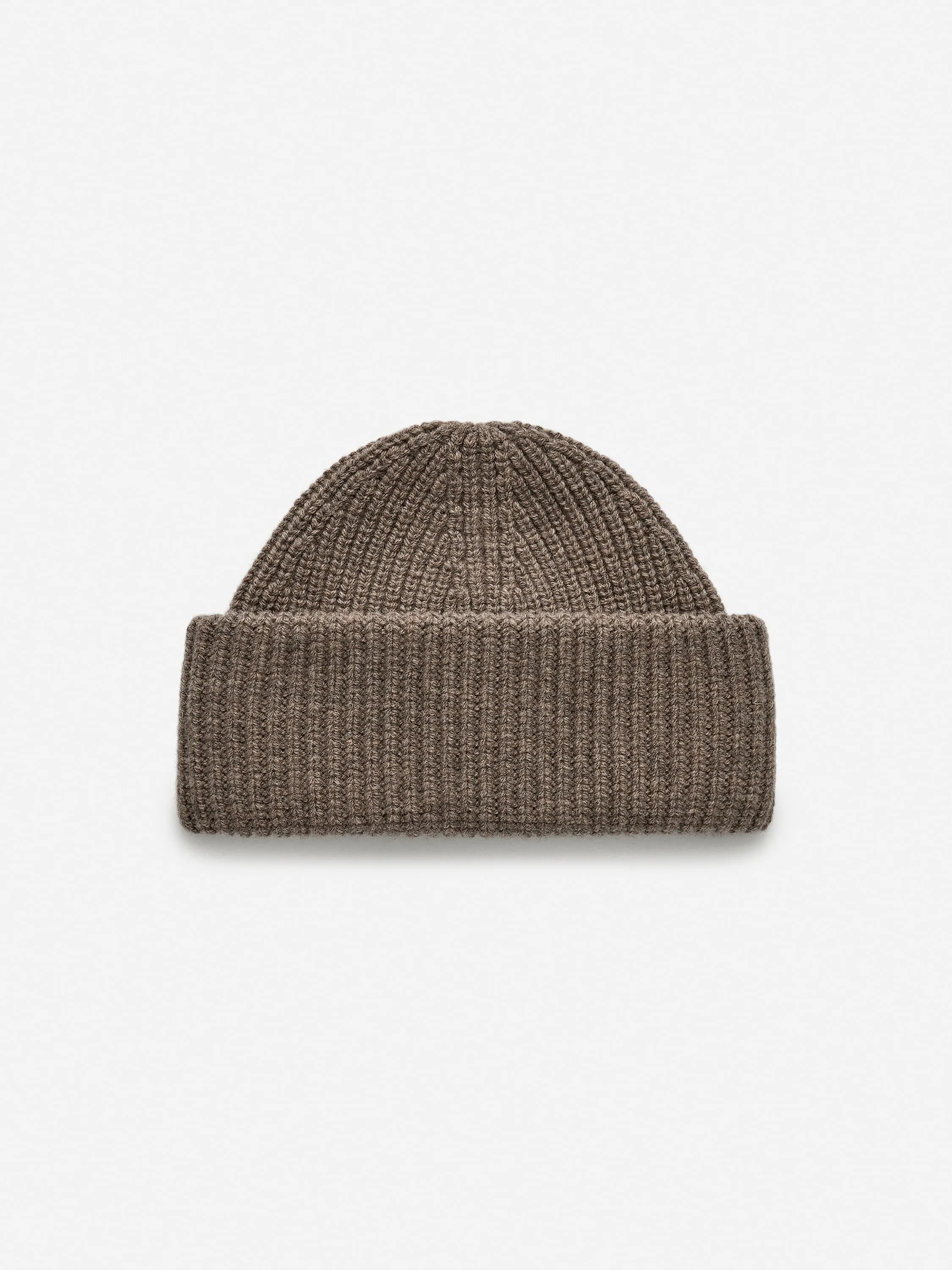 Bonnet en laine à double revers - Taupe chiné