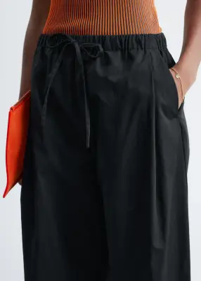 Pantalon à cordon de serrage en sergé de coton - Noir — photo 2