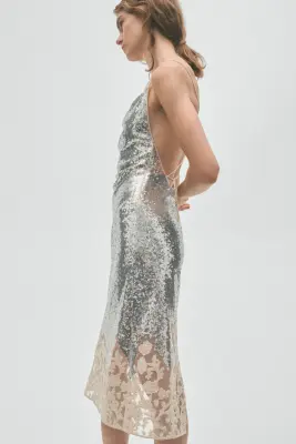 Robe à sequins brodée - Argenté/crème — photo 3