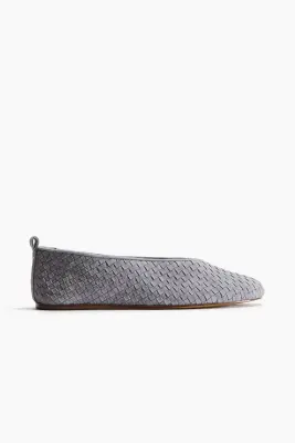 Ballerines en cuir tressé - Bleu ancien — photo 1
