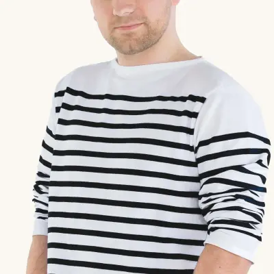 La marinière marine nationale Blanc / Noir homme — photo 2