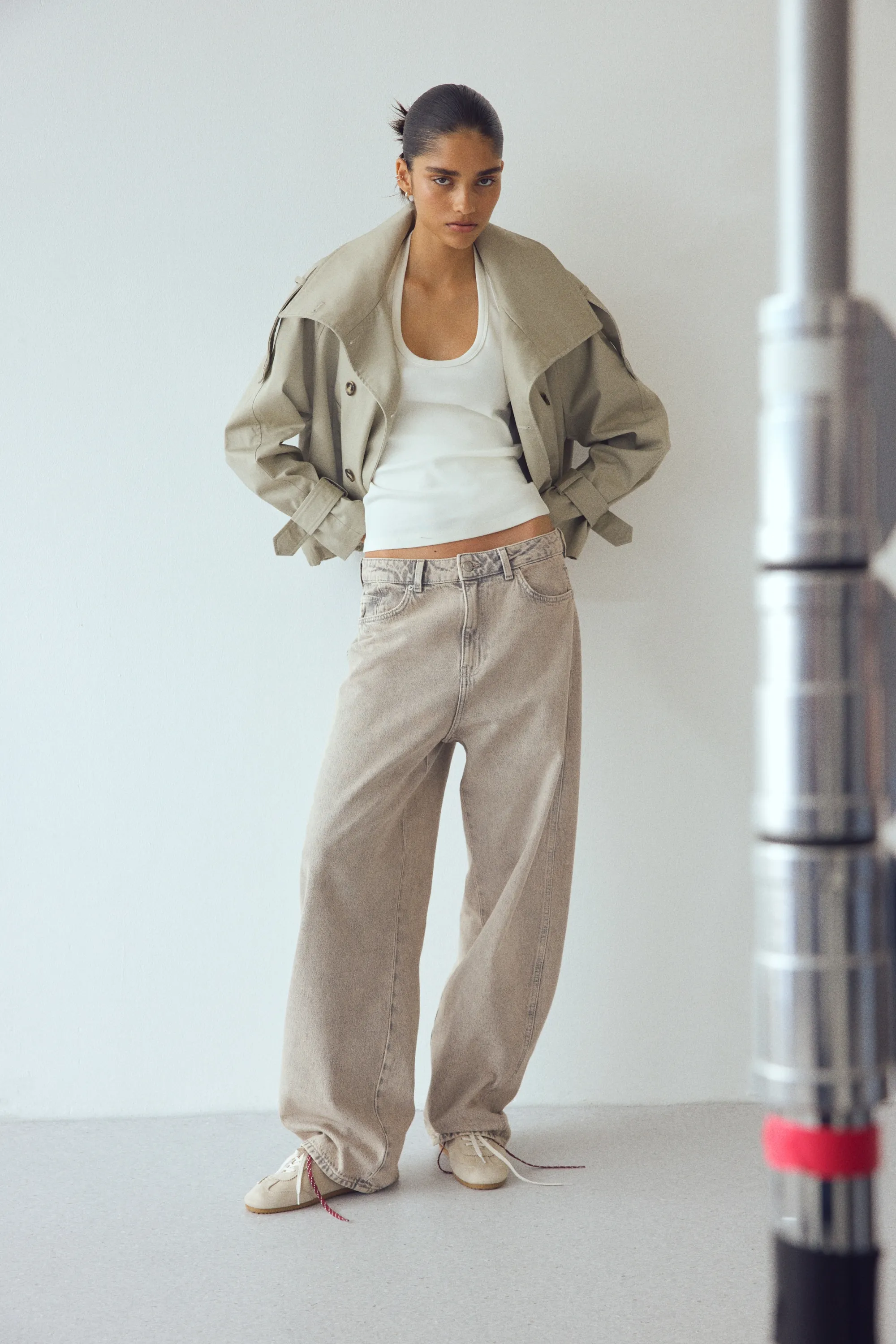 Barrel High Waist Jeans - Grège