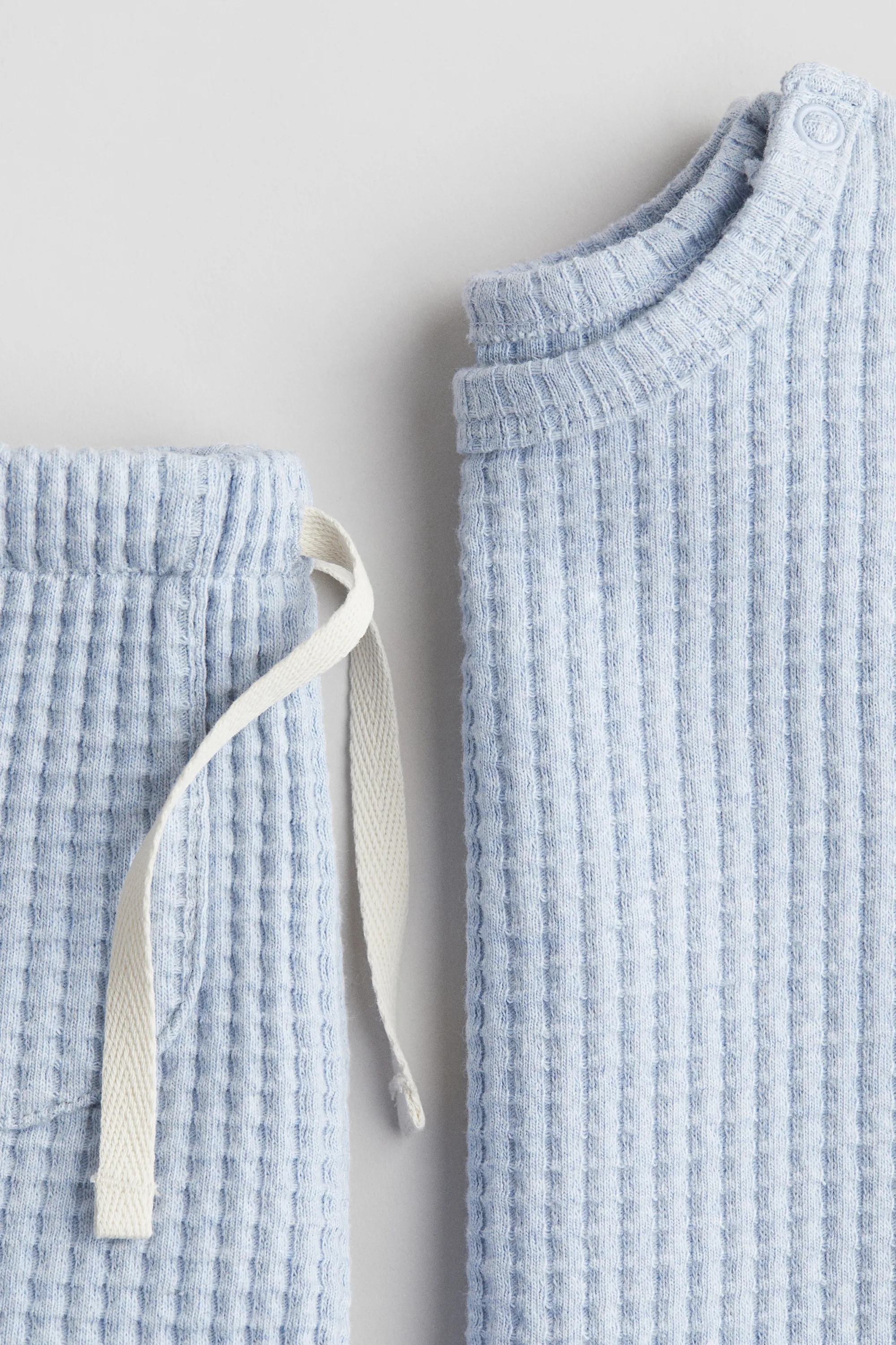 2-piece waffled cotton set - Bleu clair