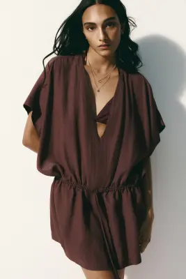 Robe caftan de plage - Marron foncé — photo 1