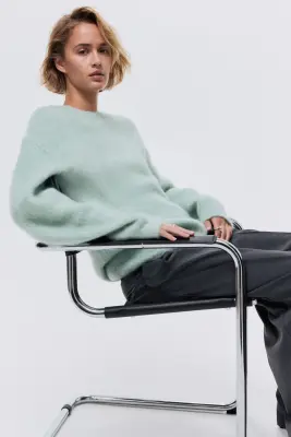 Pull en mohair mélangé - Vert menthe — photo 2