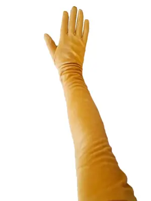 Gants long en suede jaune Prix boutique 650€ Taille 7,5 — photo 5