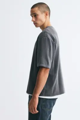 Relaxed Fit Boxy T-shirt - Noir délavé — photo 4