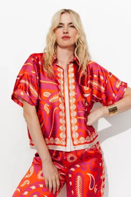 Chemise imprimée en satin — photo 3
