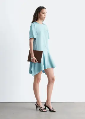 Robe courte à ourlet asymétrique - Bleu tourterelle — photo 4