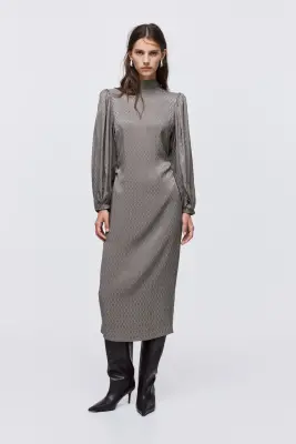 Robe en satin avec col lavallière - Violet clair — photo 2