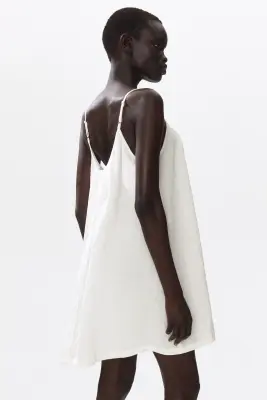 Robe à boutons en crêpe - Crème — photo 2