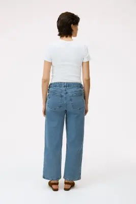 MAMA Wide Low Waist Ankle Jeans - Bleu denim — photo 2