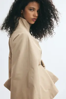 Veste cape en twill - Beige clair — photo 2