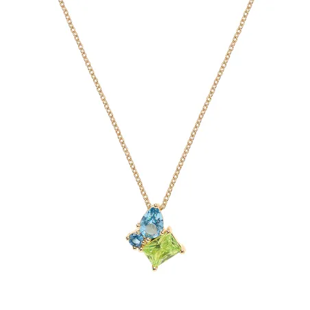 Collier Plaqué or - Oxyde de Zirconium vert et bleu Go Mademoiselle 604122