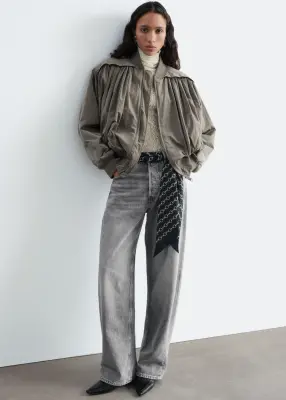 Veste style bomber froncée - Taupe — photo 1