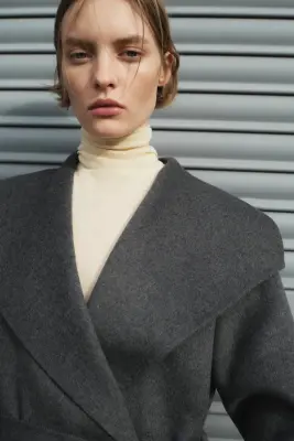 Manteau fait main en laine mélangée - Gris foncé — photo 2