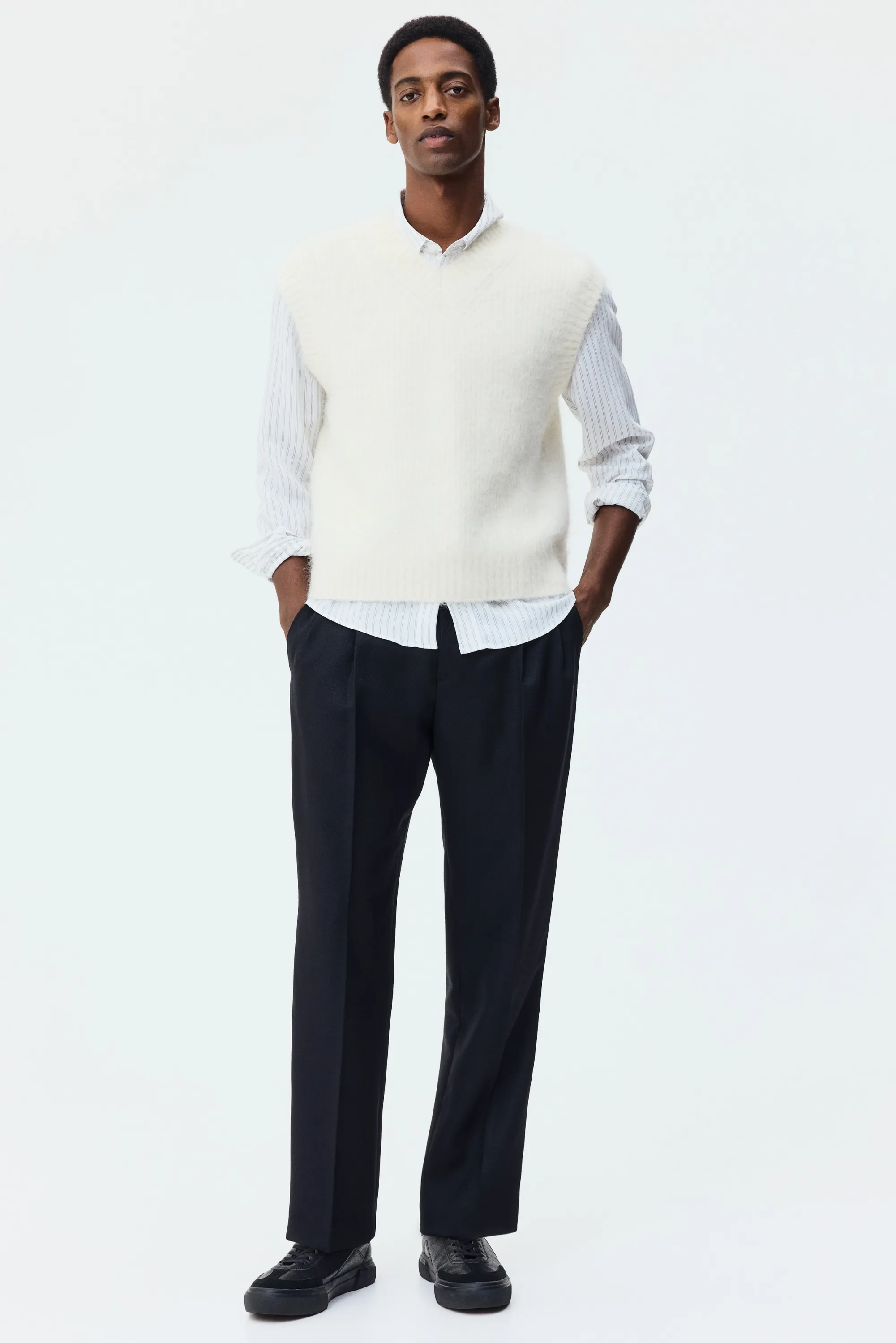 Pull sans manches Loose Fit en alpaga mélangé - Crème