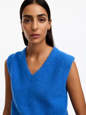 Gilet en mélange de laine et d'alpaga - Bleu — photo 3