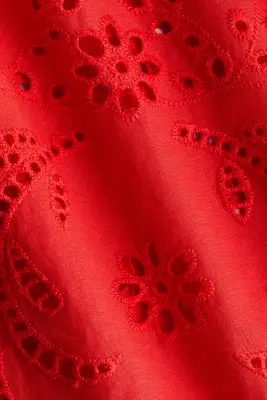 Jupe en coton avec broderie anglaise - Rouge vif — photo 3