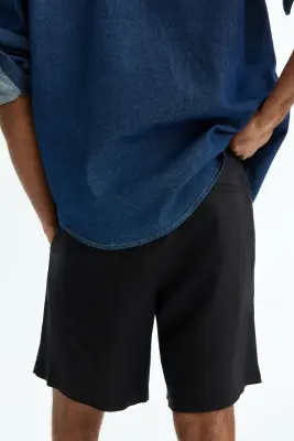 Short Relaxed Fit en lin - Noir — photo 4