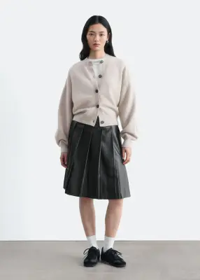 Cardigan en laine mérinos bouillie - Taupe — photo 1