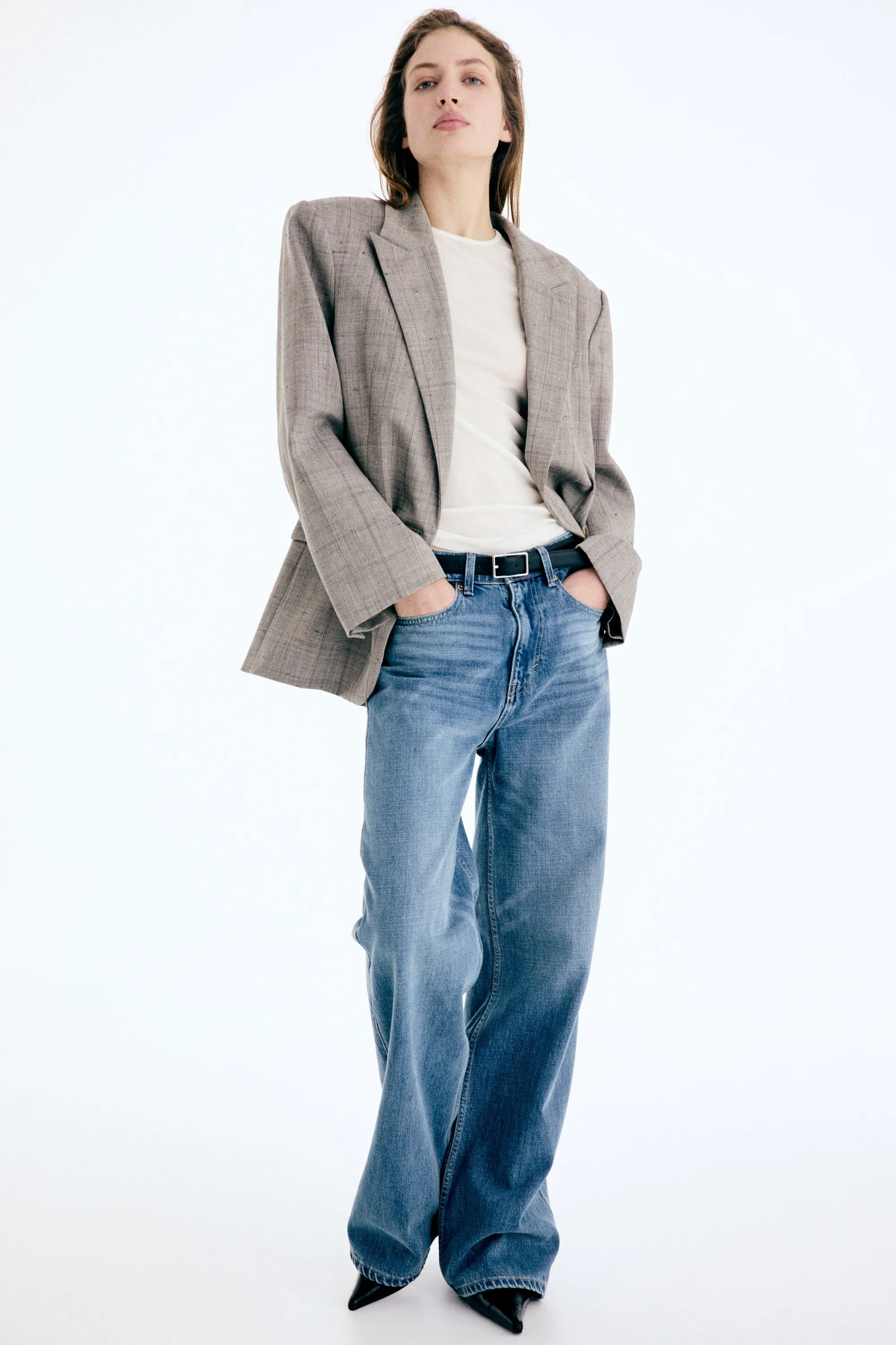 Wide High Jeans - Bleu denim
