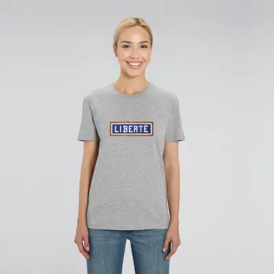 T-SHIRT COTON BIO BRODÉ - LIBERTÉ - GRIS — photo 3