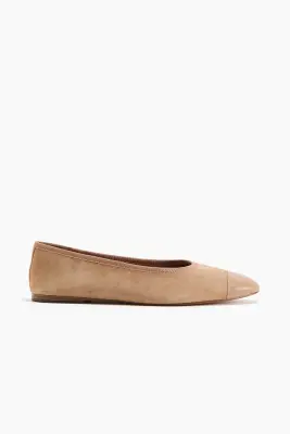 Ballerines en cuir velours - Beige — photo 1