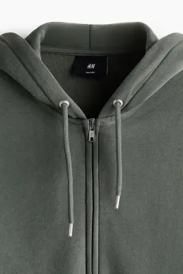 Veste à capuche zippée Loose Fit - Vert kaki foncé — photo 4