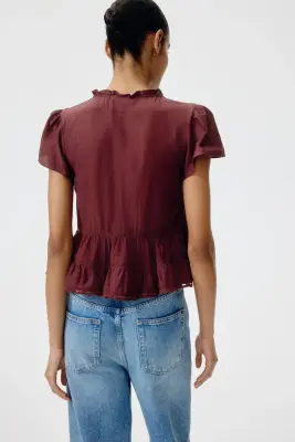 Blouse à manches bouffantes - Bordeaux — photo 1