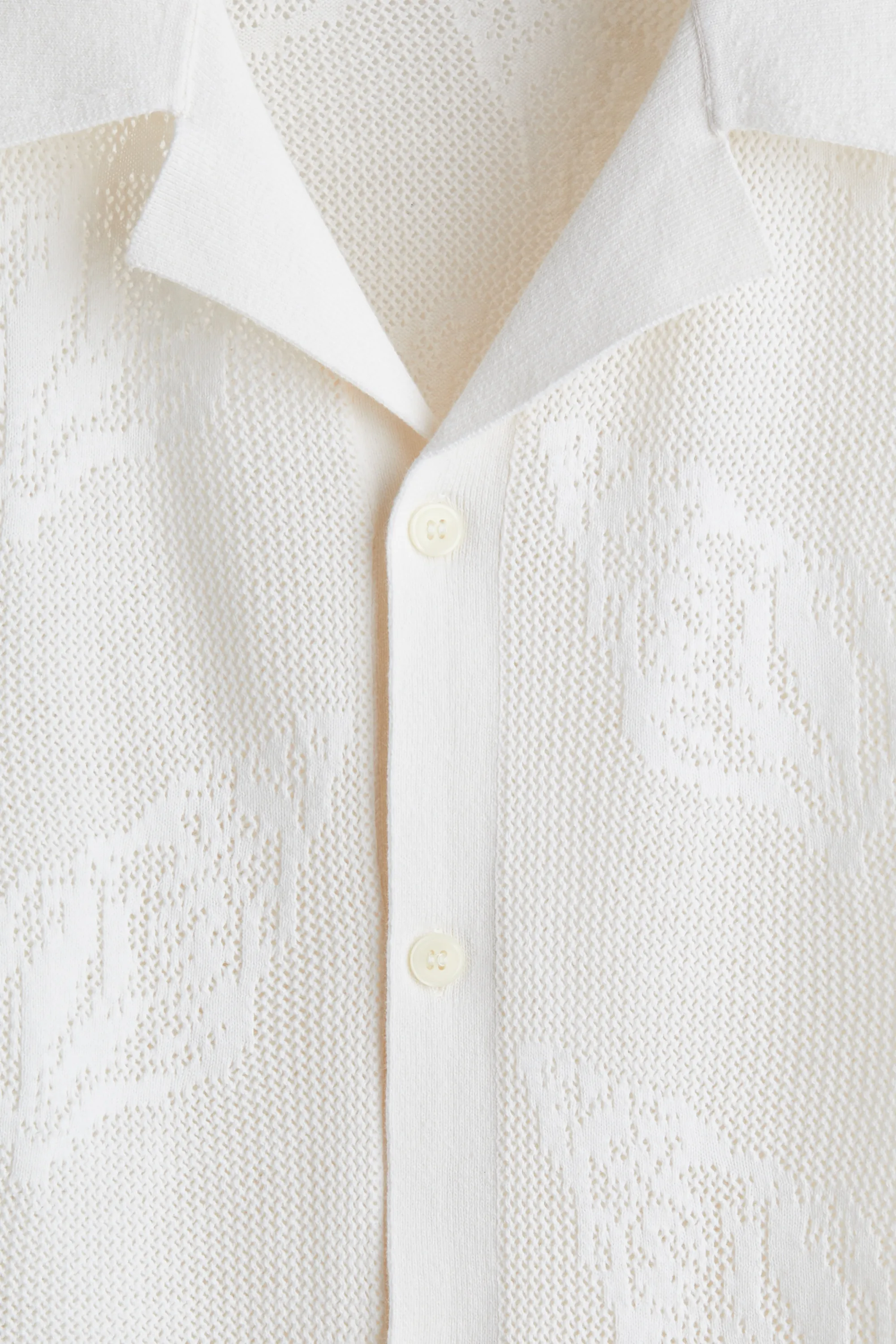 Chemise Regular Fit en maille jacquard - White