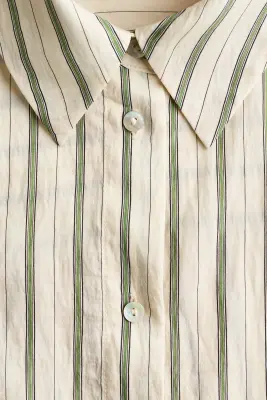 Chemise en lyocell mélangé - Crème/rayé — photo 3