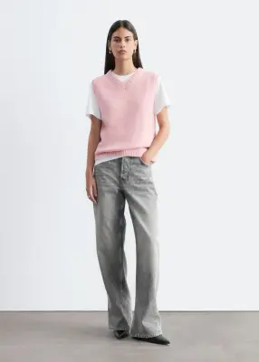 Débardeur en maille de laine et de coton - Rose — photo 3