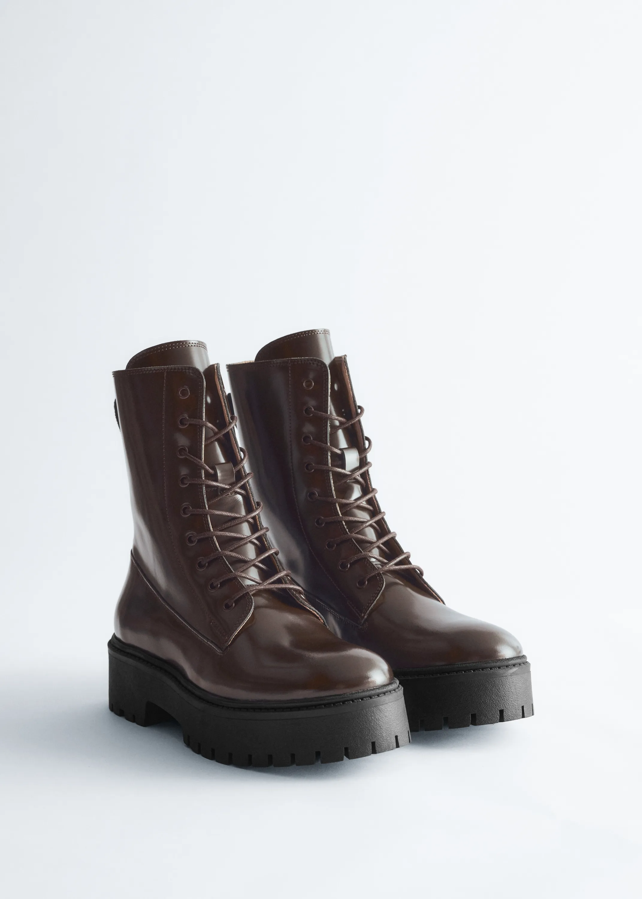 Bottes en cuir à lacets - Marron Clair
