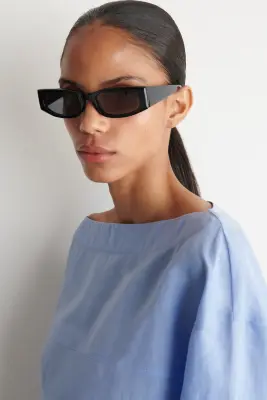 BLOUSE EN LIN À COL BATEAU - BLEU CIEL — photo 4