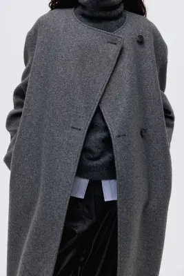 Manteau à écharpe - Gris foncé chiné — photo 3