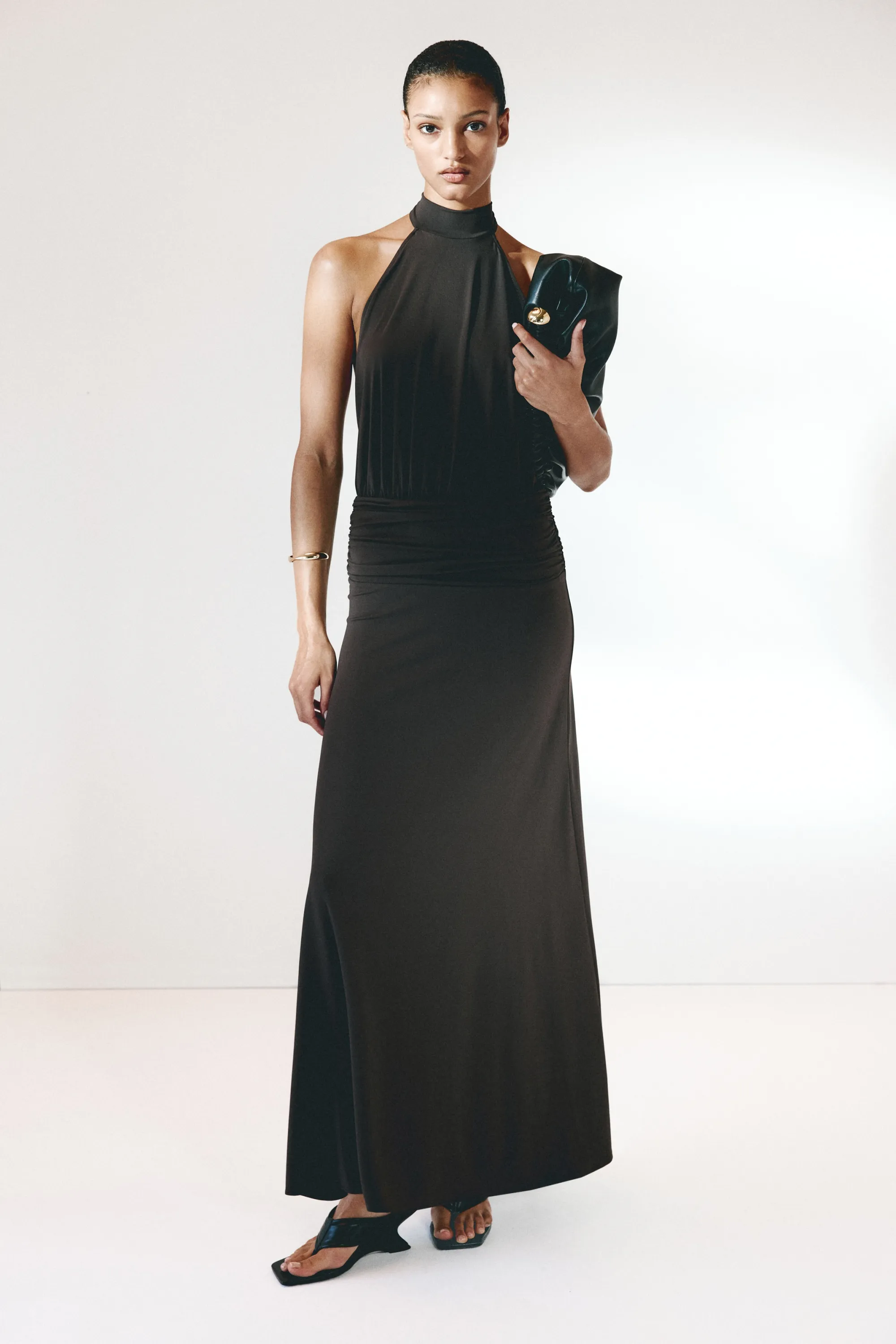Robe maxi avec dos nu - Marron foncé