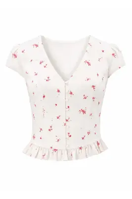 Gina Cotton Blouse - White floral — photo 5