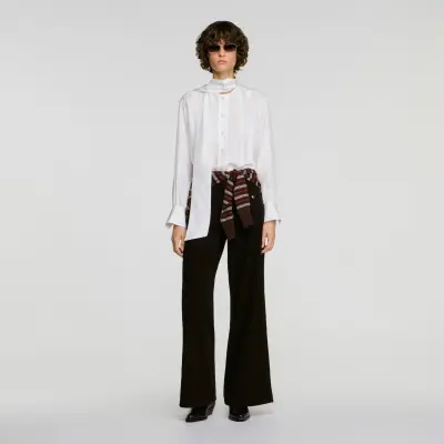 Pantalon droit à poches en velours