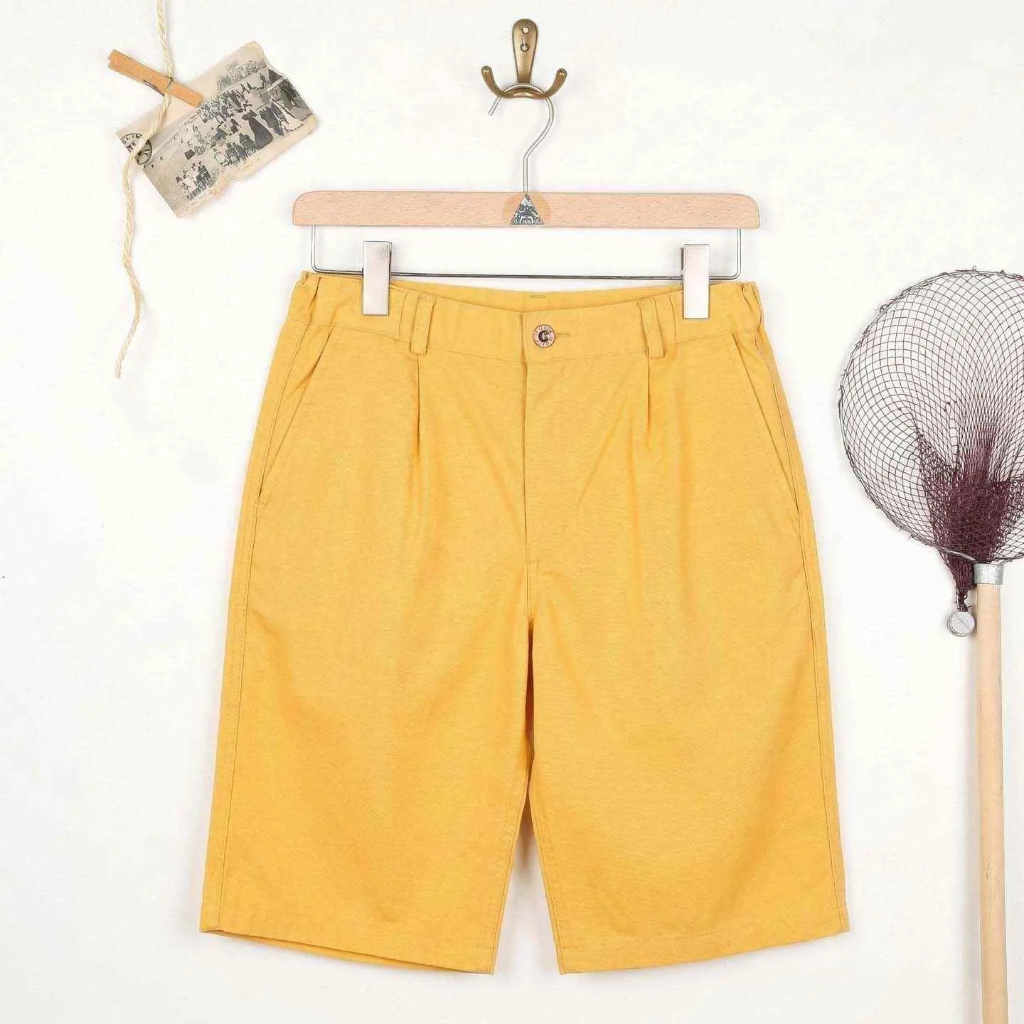 Bernicle, Bermuda en toile Bio droit - Toile Jaune